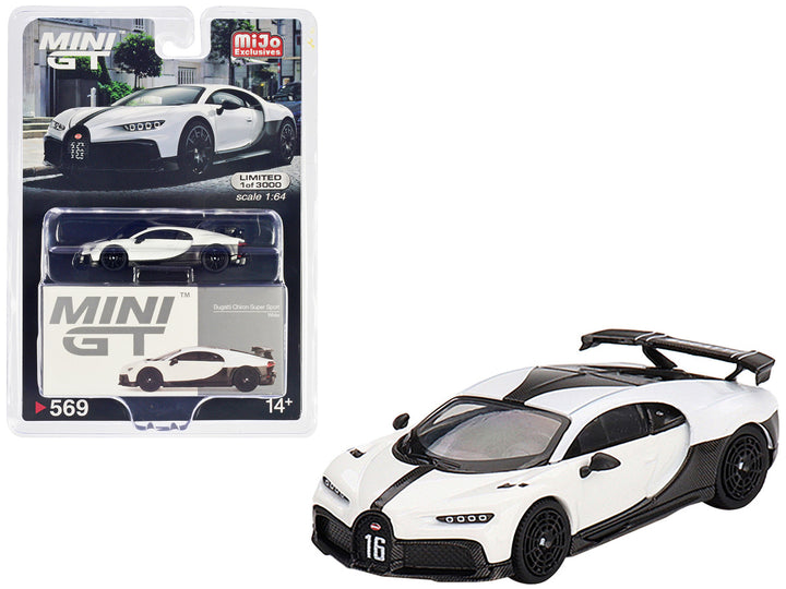 Bugatti Chiron Pur Sport White and Carbon Limited Edition to 3000 pieces Worldwide 1/64 Diecast Model Car by Mini GT-0