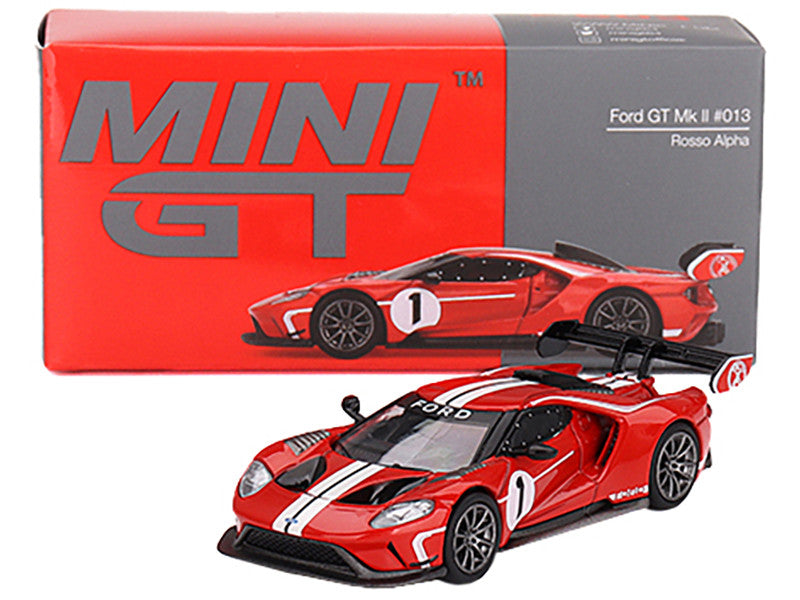 Ford GT MK II #1 Rosso Alpha Red with White Stripes Limited Edition to 2760 pieces Worldwide 1/64 Diecast Model Car by Mini GT-3