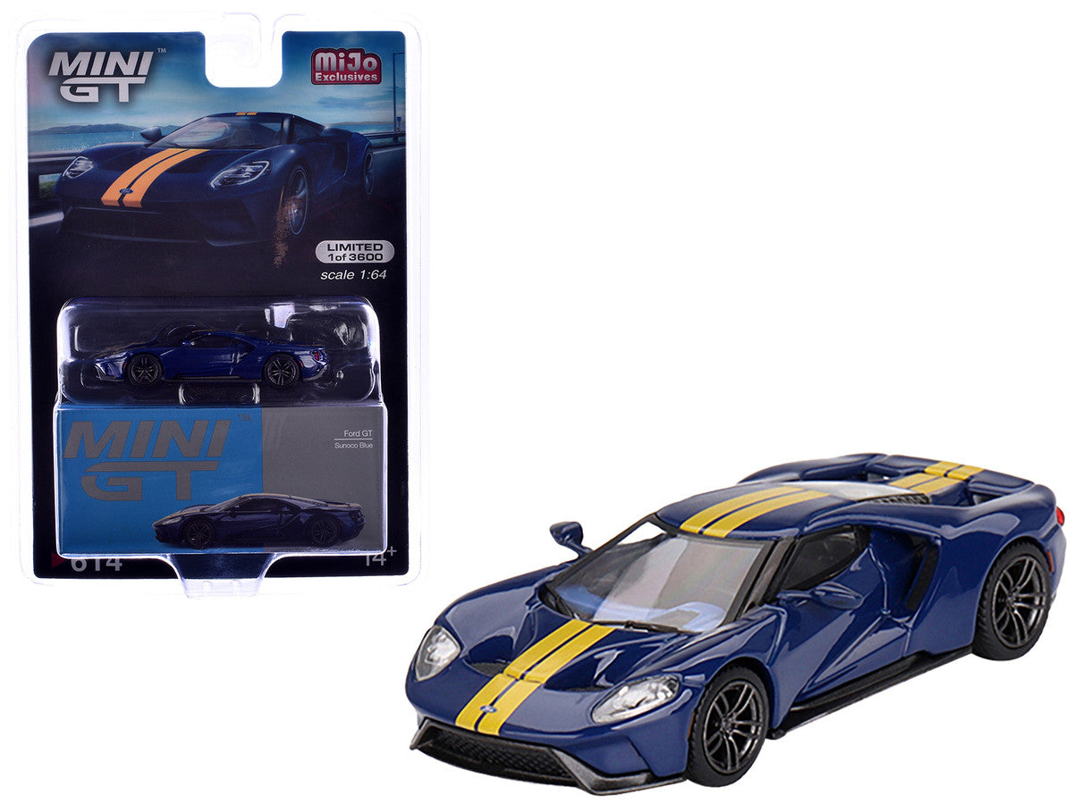 Ford GT Sunoco Blue with Yellow Stripes Limited Edition to 3600 pieces Worldwide 1/64 Diecast Model Car by Mini GT-3