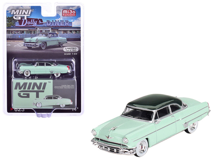 1954 Lincoln Capri Parklane Green with Bloomfield Green Top Limited Edition to 2760 pieces Worldwide 1/64 Diecast Model Car by Mini GT-0