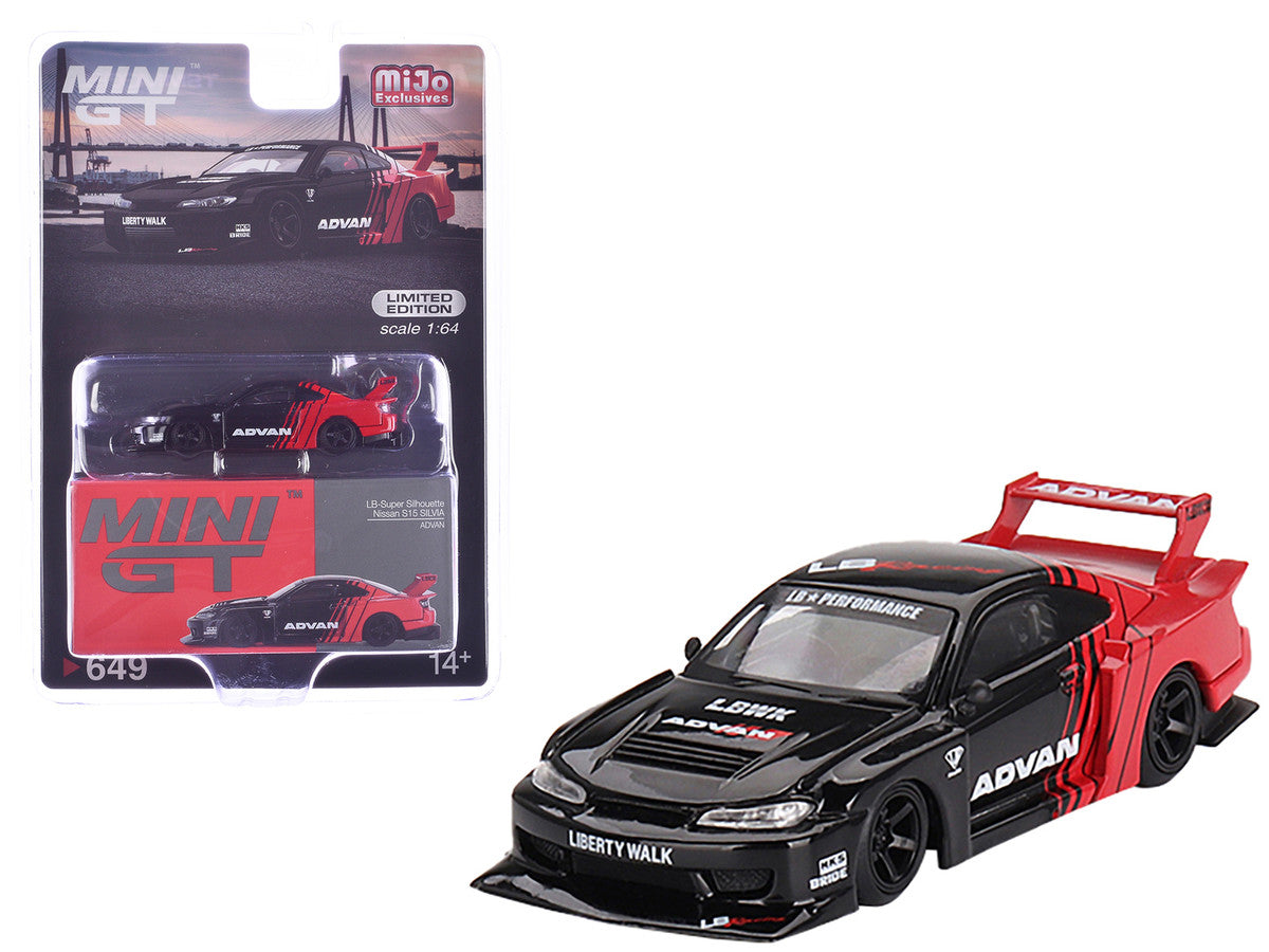 Nissan "LB-Super Silhouette" S15 SILVIA RHD (Right Hand Drive) Red and Black "ADVAN" Limited Edition 1/64 Diecast Model Car by Mini GT-3