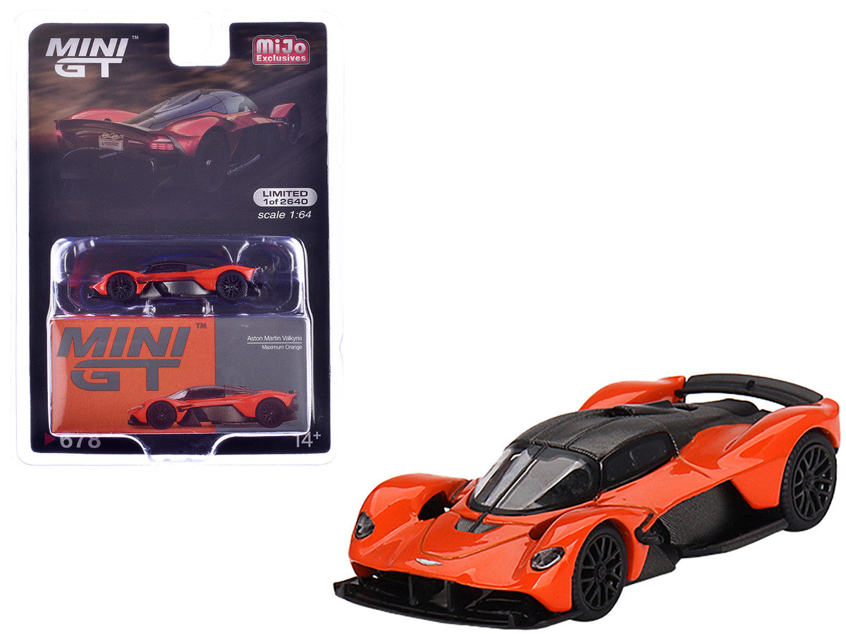 Aston Martin Valkyrie Maximum Orange with Carbon Top Limited Edition to 2640 pieces Worldwide 1/64 Diecast Model Car by Mini GT-2