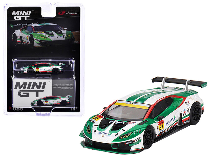 Lamborghini Huracan GT3 EVO #87 Kosuke Matsuura - Natsu Sakaguchi "Bamboo Airways - JLOC" "Super GT Series" (2023) Limited Edition 1/64 Diecast Model Car by Mini GT-0