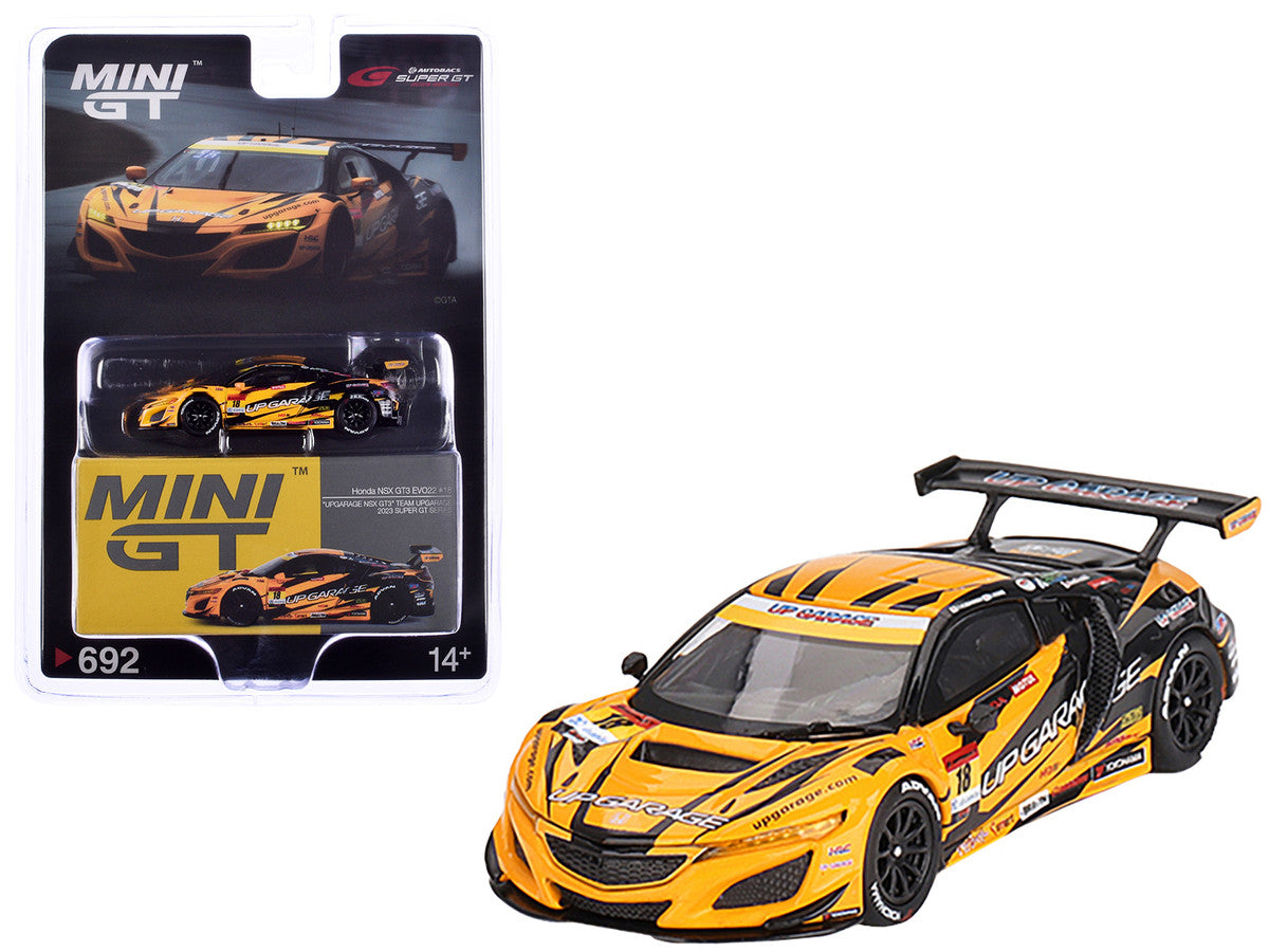 Honda NSX GT3 EVO22 #18 Takashi Kobayashi - Syun Koide "Team UpGarage" "Super GT Series" (2023) Limited Edition 1/64 Diecast Model Car by Mini GT-2