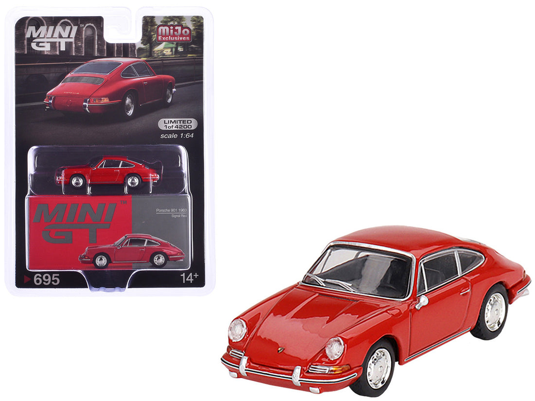 1963 Porsche 901 Signal Red Limited Edition to 4200 pieces Worldwide 1/64 Diecast Model Car by Mini GT-3