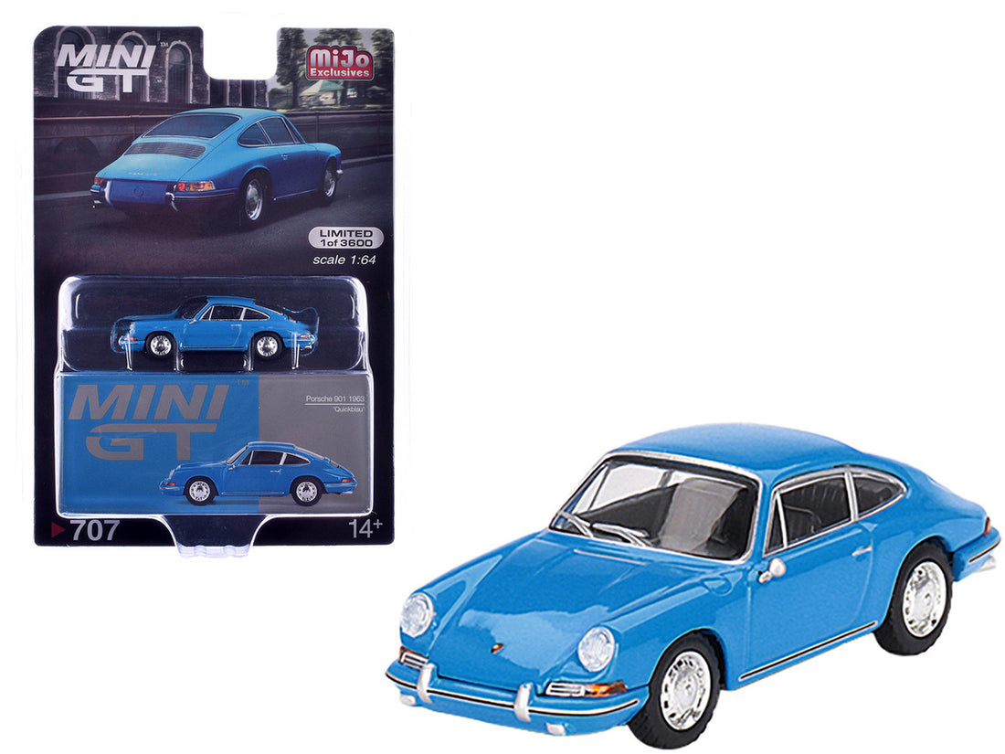 1963 Porsche 901 Blue "Quickblau" Limited Edition to 3600 pieces Worldwide 1/64 Diecast Model Car by Mini GT-2