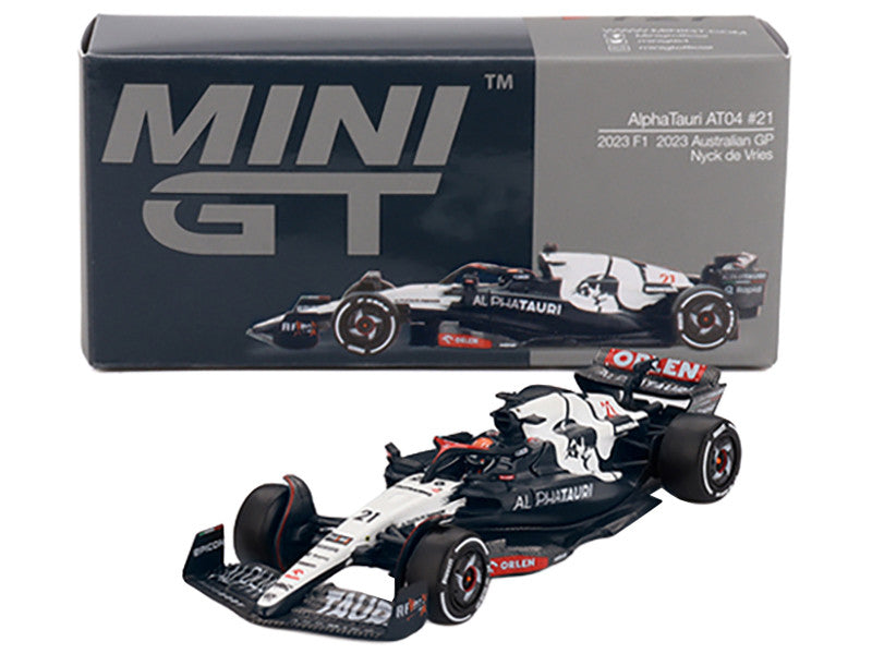 AlphaTauri AT04 #21 Nyck de Vries Formula One F1 "Australian GP" (2023) Limited Edition 1/64 Diecast Model Car by Mini GT-1