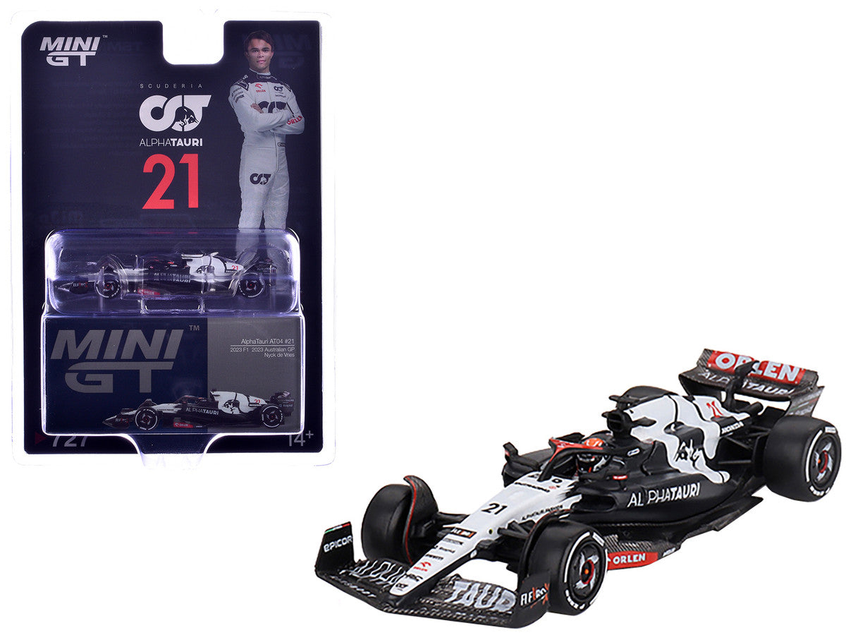 AlphaTauri AT04 #21 Nyck de Vries Formula One F1 "Australian GP" (2023) Limited Edition 1/64 Diecast Model Car by Mini GT-3