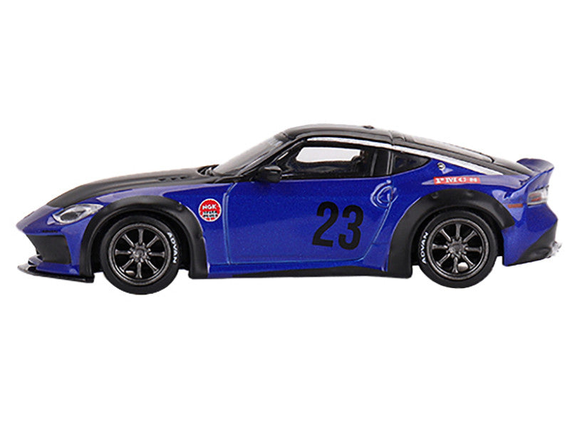 Nissan Z "LB Nation Works" #23 Seiran Blue Metallic with Black Hood and Top Limited Edition to 6000 pieces Worldwide 1/64 Diecast Model Car by Mini GT-1