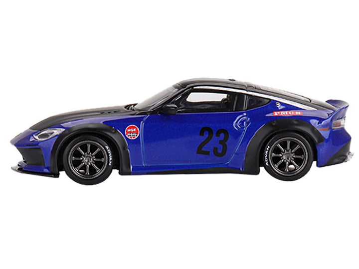 Nissan Z "LB Nation Works" #23 Seiran Blue Metallic with Black Hood and Top Limited Edition to 6000 pieces Worldwide 1/64 Diecast Model Car by Mini GT-1