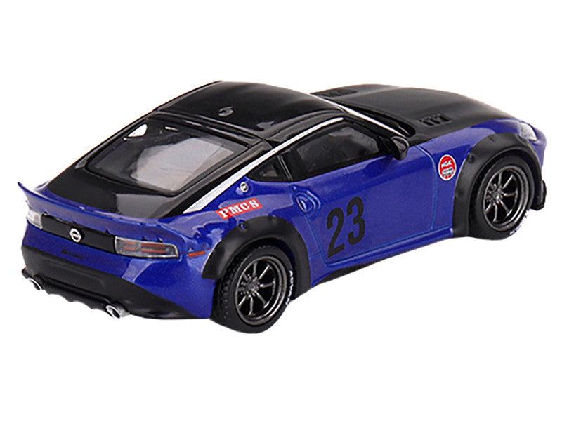 Nissan Z "LB Nation Works" #23 Seiran Blue Metallic with Black Hood and Top Limited Edition to 6000 pieces Worldwide 1/64 Diecast Model Car by Mini GT-2