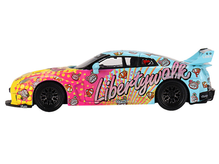 Nissan 35GT-RR Ver.1 "LB-Silhouette Works GT" Light Blue and Yellow with Graphics "LBWK KUMA" Limited Edition 1/64 Diecast Model Car by Mini GT-0