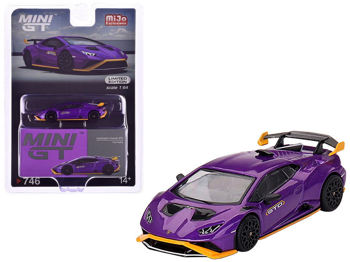 Lamborghini Huracan STO Viola Pasifae Purple Metallic Limited Edition 1/64 Diecast Model Car by Mini GT-3