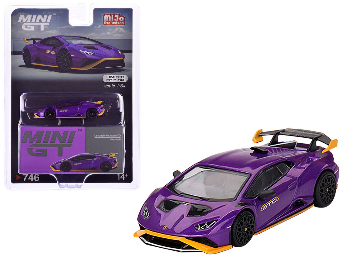 Lamborghini Huracan STO Viola Pasifae Purple Metallic Limited Edition 1/64 Diecast Model Car by Mini GT-3