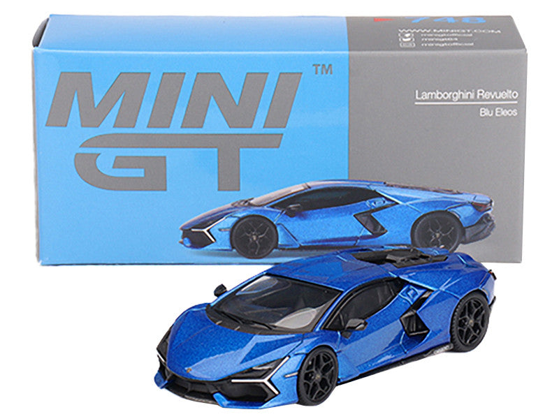 Lamborghini Revuelto Blu Eleos Blue Metallic Limited Edition to 8400 pieces Worldwide 1/64 Diecast Model Car by Mini GT-2