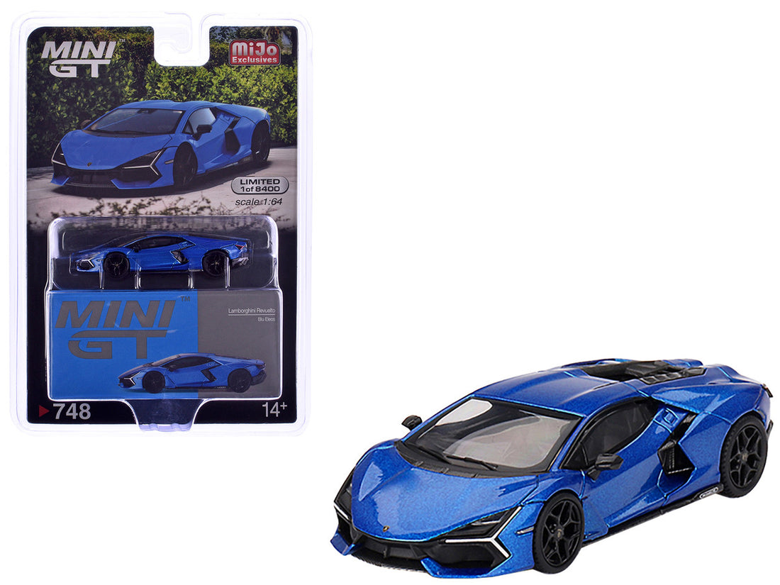 Lamborghini Revuelto Blu Eleos Blue Metallic Limited Edition to 8400 pieces Worldwide 1/64 Diecast Model Car by Mini GT-3