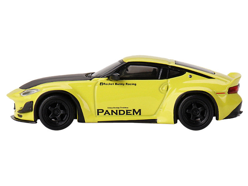Nissan Z "Pandem" Ikazuchi Yellow with Carbon Hood Limited Edition to 4800 pieces Worldwide 1/64 Diecast Model Car by Mini GT-0