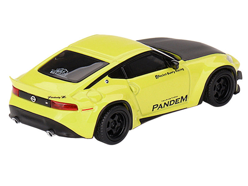 Nissan Z "Pandem" Ikazuchi Yellow with Carbon Hood Limited Edition to 4800 pieces Worldwide 1/64 Diecast Model Car by Mini GT-1