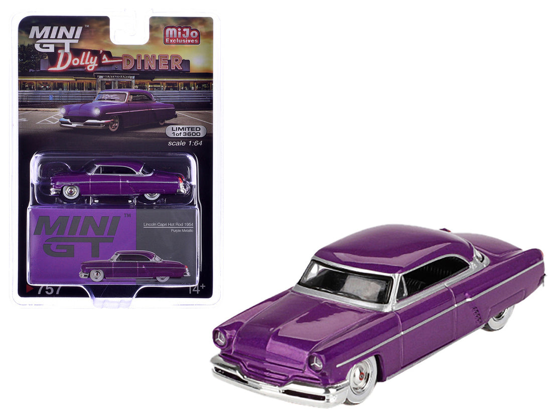 1954 Lincoln Capri Hot Rod Purple Metallic Limited Edition to 3600 pieces Worldwide 1/64 Diecast Model Car by Mini GT-2