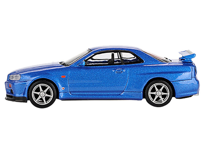 Nissan Skyline GT-R (R34) V-Spec RHD (Right Hand Drive) Bayside Blue Metallic Limited Edition 1/64 Diecast Model Car by Mini GT-1