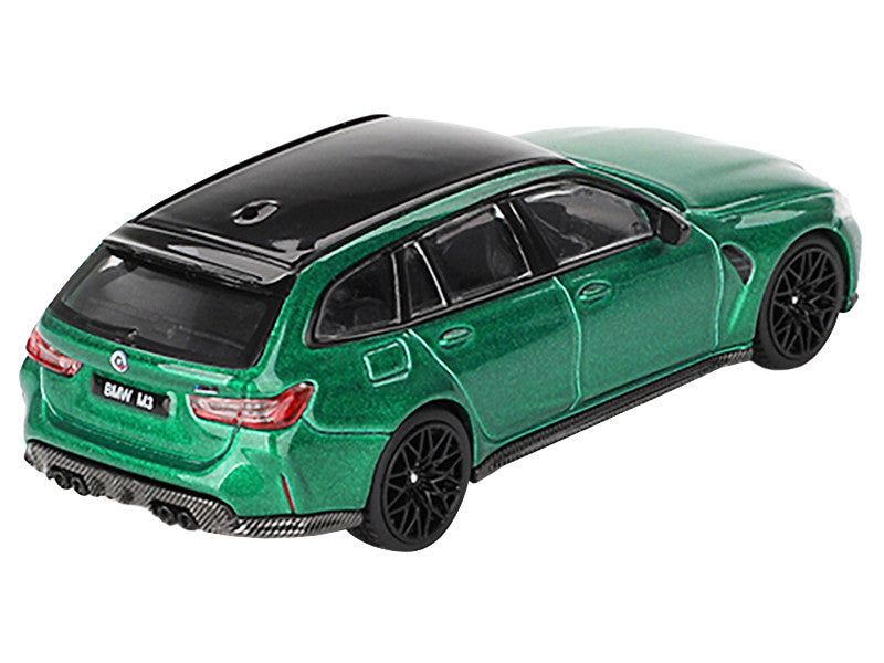 BMW M3 Competition Touring Isle of Man Green Metallic with Black Top Limited Edition to 3600 pieces Worldwide 1/64 Diecast Model Car by Mini GT-2