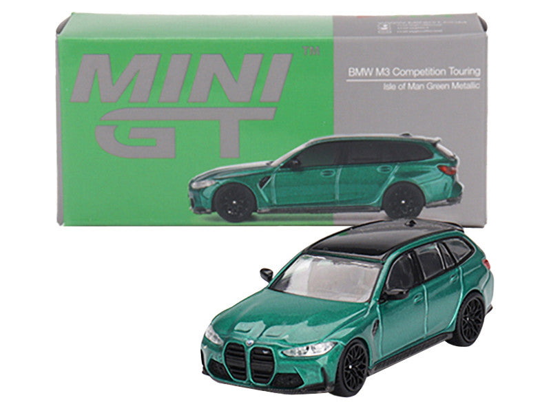 BMW M3 Competition Touring Isle of Man Green Metallic with Black Top Limited Edition to 3600 pieces Worldwide 1/64 Diecast Model Car by Mini GT-1