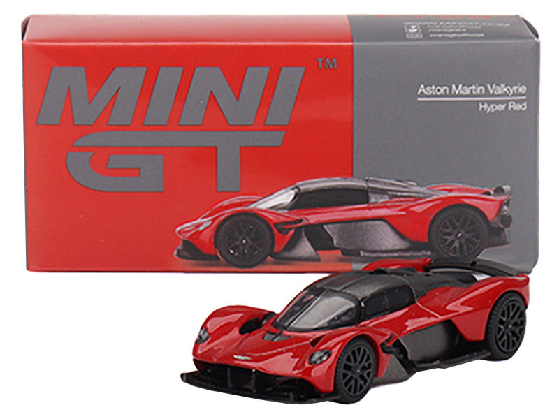 Aston Martin Valkyrie Hyper Red with Carbon Top Limited Edition to 3960 pieces Worldwide 1/64 Diecast Model Car by Mini GT-2