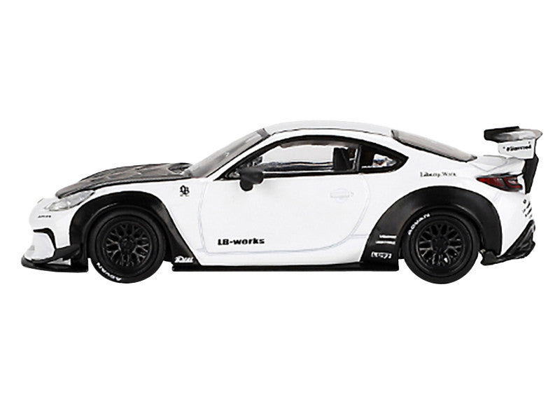 Toyota GR86 "LB-Nation - Liberty Walk" White with Carbon Hood Limited Edition 1/64 Diecast Model Car by Mini GT-0