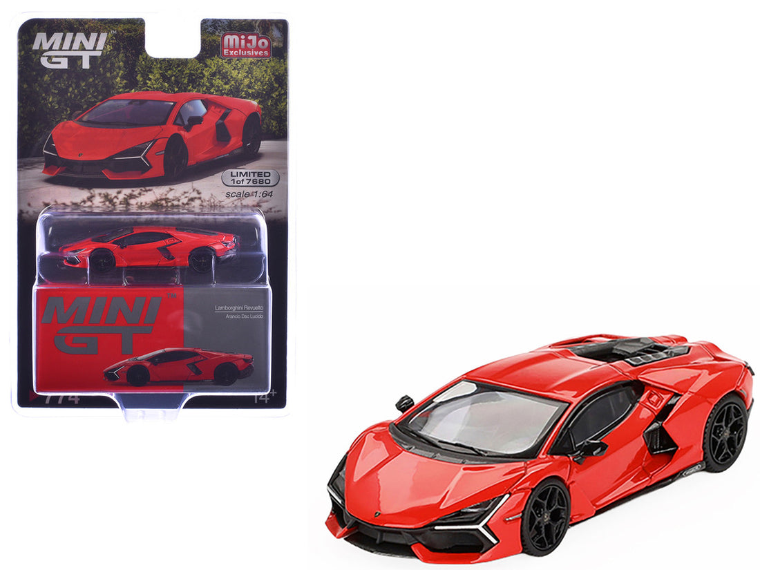 Lamborghini Revuelto Arancio Dac Lucido Orange Limited Edition to 7680 pieces Worldwide 1/64 Diecast Model Car by Mini GT 4