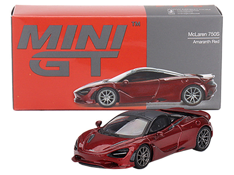 McLaren 750S Amaranth Red Metallic with Black Top Limited Edition to 5040 pieces Worldwide 1/64 Diecast Model Car by Mini GT-2