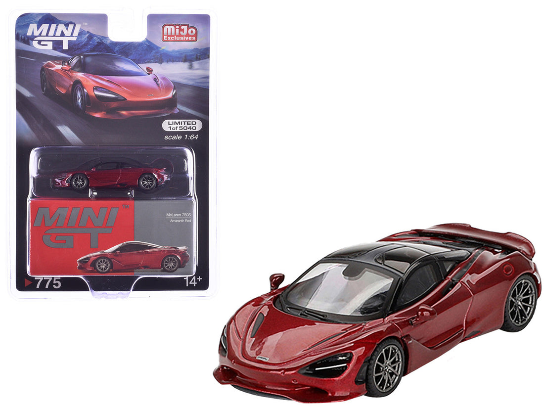 McLaren 750S Amaranth Red Metallic with Black Top Limited Edition to 5040 pieces Worldwide 1/64 Diecast Model Car by Mini GT-3