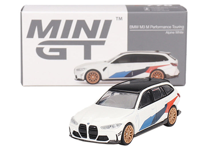 BMW M3 M Performance Touring Alpine White with Black Top and Graphics Limited Edition to 4800 pieces Worldwide 1/64 Diecast Model Car by Mini GT-1
