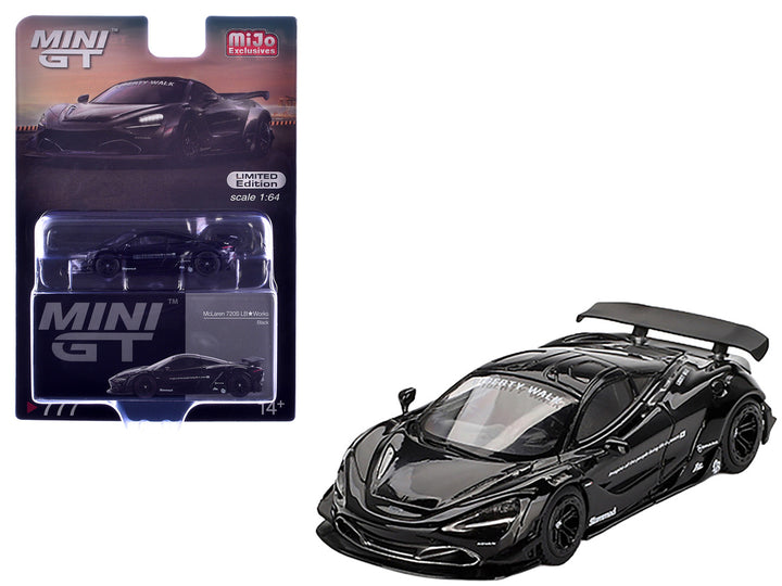 McLaren 720S LB-Works Black Limited Edition 1/64 Diecast Model Car by Mini GT