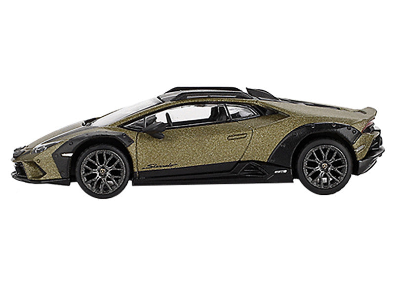 Lamborghini Huracan Sterrato Verde Gea Matt Green Metallic with Black Tio and White Stripes Limited Edition to 7200 pieces Worldwide 1/64 Diecast Model Car by Mini GT-0