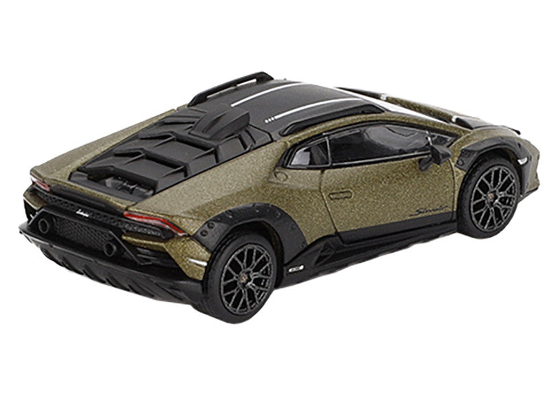 Lamborghini Huracan Sterrato Verde Gea Matt Green Metallic with Black Tio and White Stripes Limited Edition to 7200 pieces Worldwide 1/64 Diecast Model Car by Mini GT-1