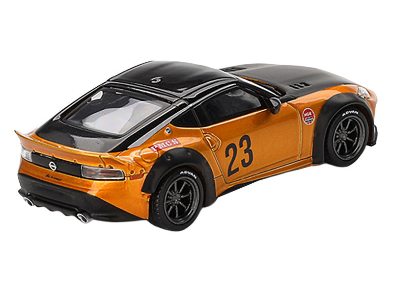 Nissan Fairlady Z #23 "LB-NATION WORKS" LB Gold Metallic with Matt Black Hood and Black Top Limited Edition 1/64 Diecast Model Car by Mini GT-2