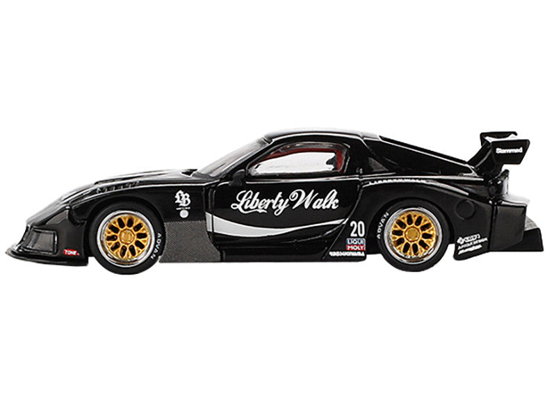 Mazda RX-7 LB-Super Silhouette #20 "Liberty Walk" Black Limited Edition 1/64 Diecast Model Car by Mini GT-0