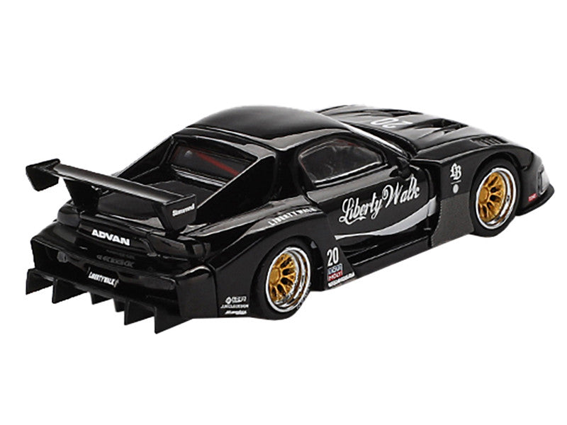 Mazda RX-7 LB-Super Silhouette #20 "Liberty Walk" Black Limited Edition 1/64 Diecast Model Car by Mini GT-1