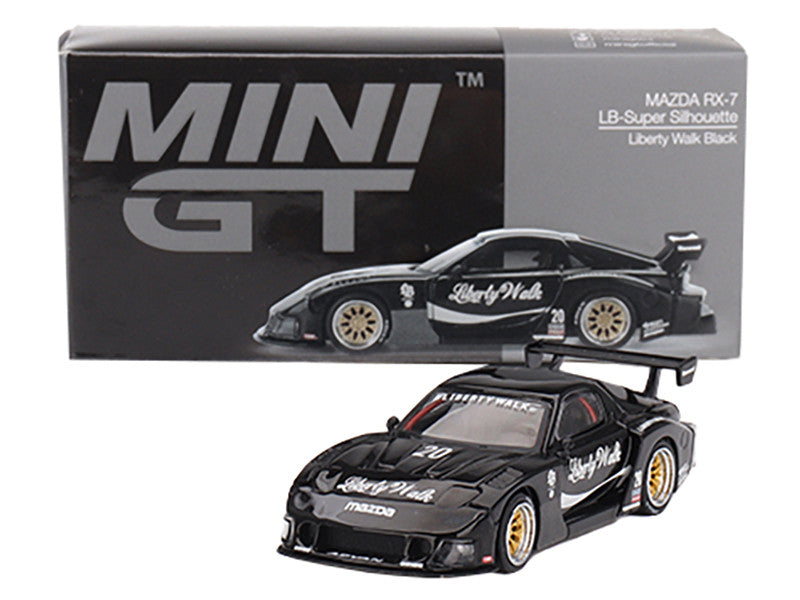 Mazda RX-7 LB-Super Silhouette #20 "Liberty Walk" Black Limited Edition 1/64 Diecast Model Car by Mini GT-2