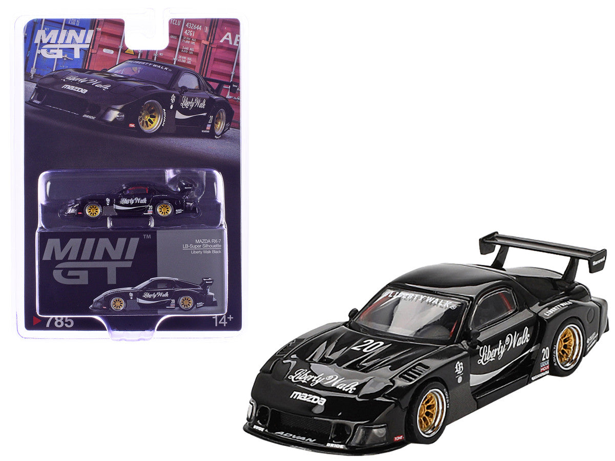 Mazda RX-7 LB-Super Silhouette #20 "Liberty Walk" Black Limited Edition 1/64 Diecast Model Car by Mini GT-3