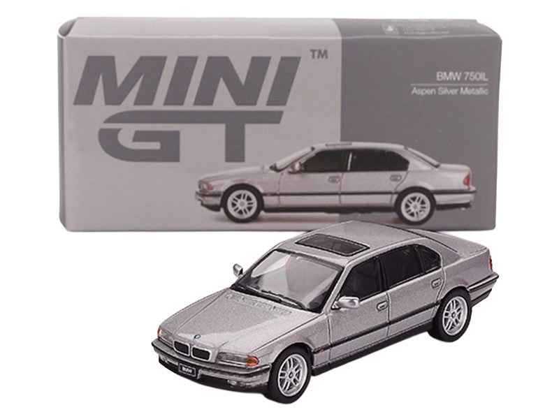BMW 750IL Aspen Silver Metallic with Sun Roof Limited Edition 1/64 Diecast Model Car by Mini GT 2