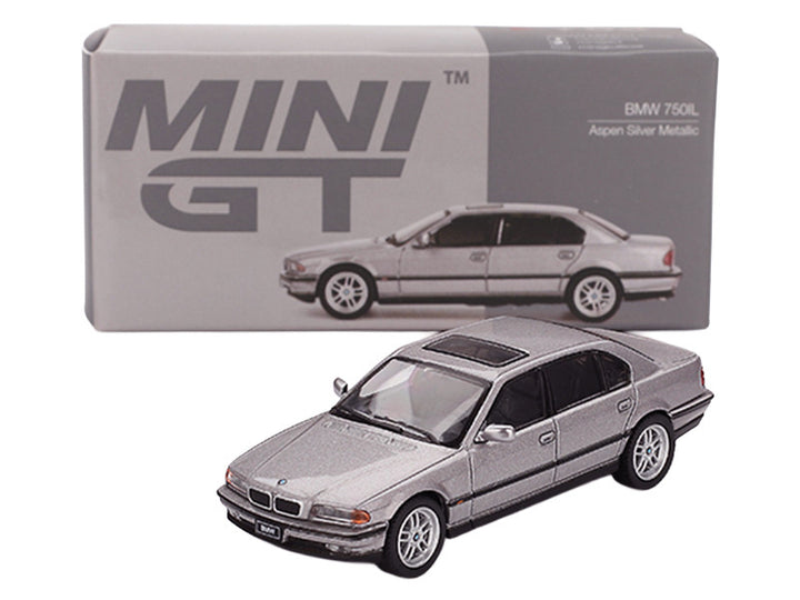 BMW 750IL Aspen Silver Metallic with Sun Roof Limited Edition 1/64 Diecast Model Car by Mini GT 2