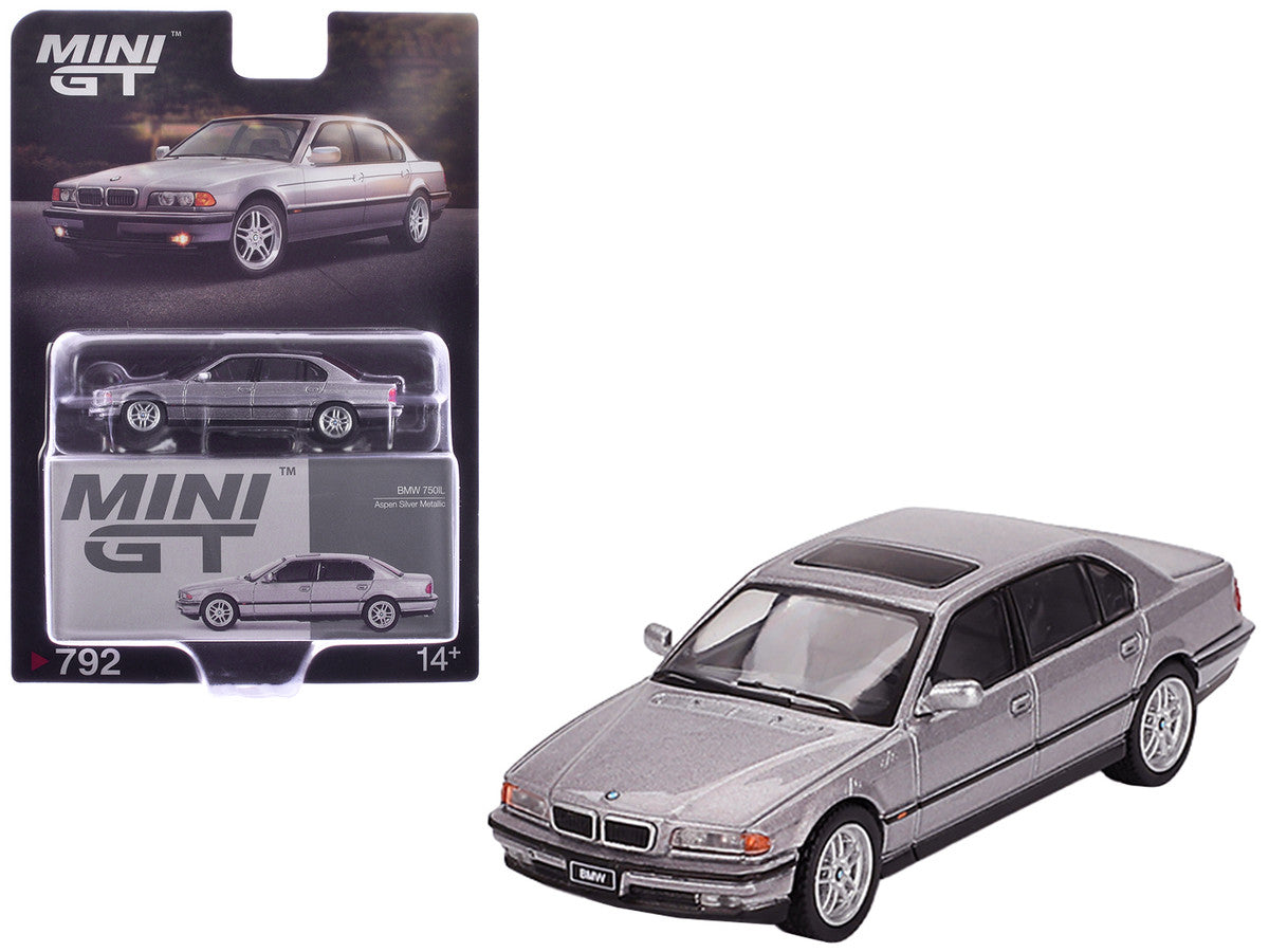BMW 750IL Aspen Silver Metallic with Sun Roof Limited Edition 1/64 Diecast Model Car by Mini GT 4