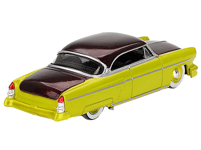1954 Lincoln Capri Hot Rod Lime Yellow Metallic and Brown Metallic Limited Edition 1/64 Diecast Model Car by Mini GT-1