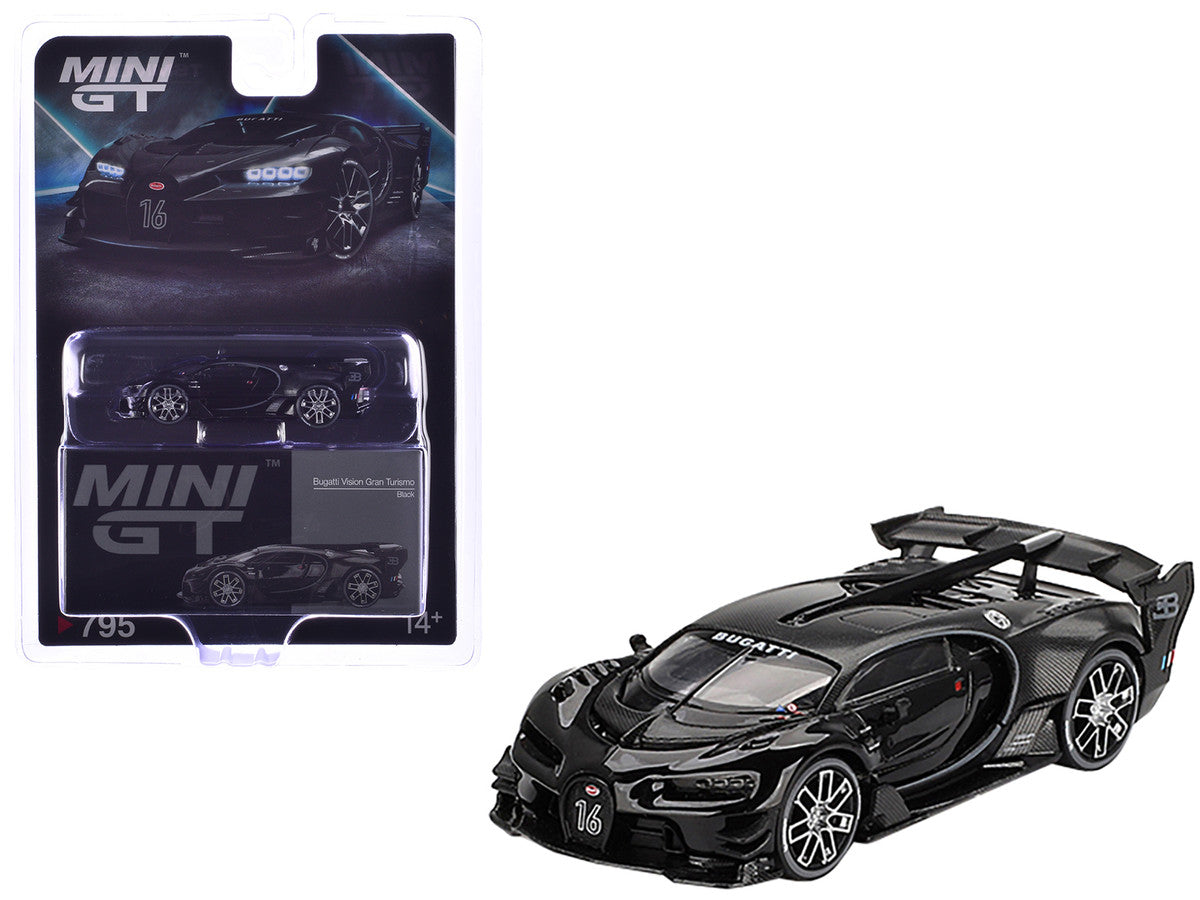 Bugatti Vision Gran Turismo Black and Carbon Limited Edition 1/64 Diecast Model Car by Mini GT-2