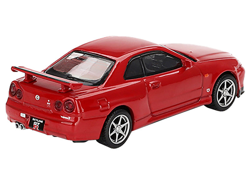 Nissan Skyline GT-R (R34) V-Spec RHD (Right Hand Drive) Active Red Limited Edition 1/64 Diecast Model Car by Mini GT-1
