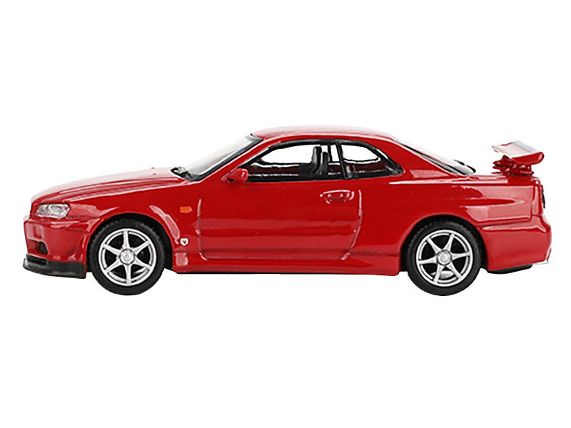 Nissan Skyline GT-R (R34) V-Spec RHD (Right Hand Drive) Active Red Limited Edition 1/64 Diecast Model Car by Mini GT-0