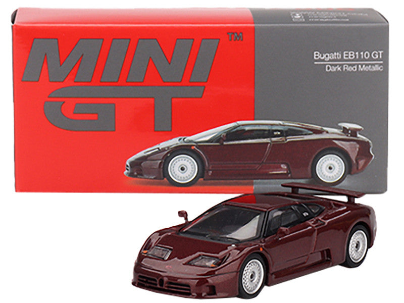 Bugatti EB110 GT Dark Red Metallic Limited Edition 1/64 Diecast Model Car by Mini GT-1