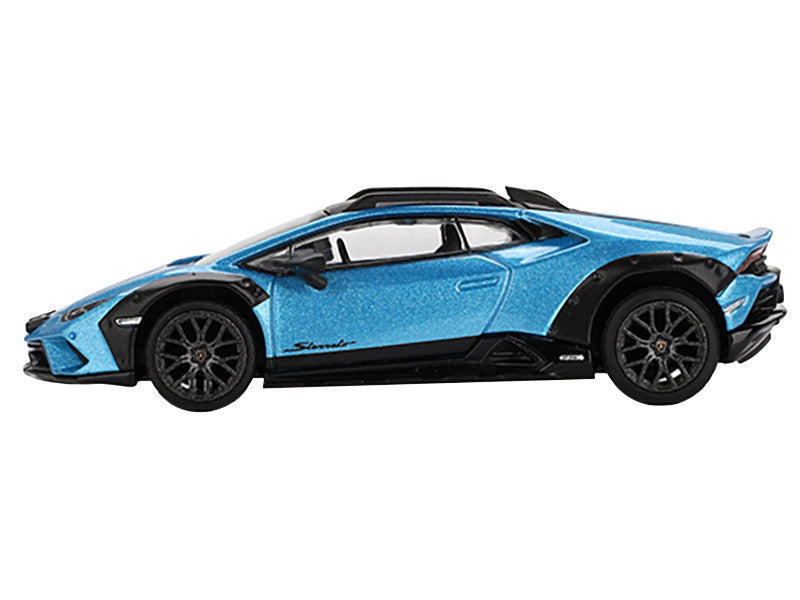Lamborghini Huracan Sterrato Blu Aegir Blue Metallic with Black Top Limited Edition 1/64 Diecast Model Car by Mini GT-1