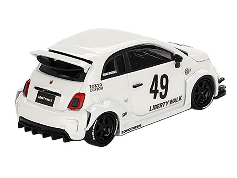 ABARTH 595 #49 "LB-Works x Abas Works" Gara White Limited Edition 1/64 Diecast Model Car by Mini GT-1